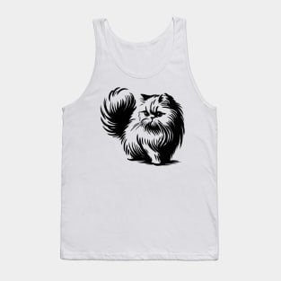 Stick figure of Persian cat in black ink Tank Top